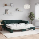 daybed med udtræk 100x200 cm velour mørkegrøn