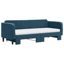 daybed med udtræk og madras 80x200 cm velour blå