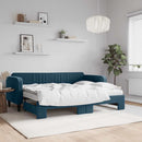 daybed med udtræk og madras 80x200 cm velour blå
