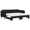 daybed med udtræk og madras 80x200 cm velour sort