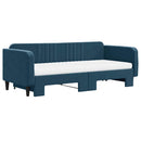 daybed med udtræk og madras 90x200 cm velour blå