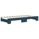 daybed med udtræk og madras 90x200 cm velour blå