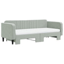 daybed med udtræk og madras 90x200 cm velour lysegrå