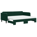 daybed med udtræk og madras 90x200 cm velour mørkegrøn