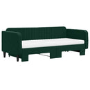 daybed med udtræk og madras 90x200 cm velour mørkegrøn