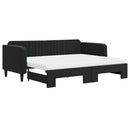 daybed med udtræk og madras 90x200 cm velour sort