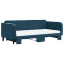 daybed med udtræk og madras 100x200 cm velour blå