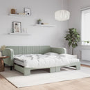 daybed med udtræk og madras 100x200 cm velour lysegrå