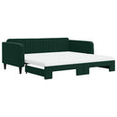 daybed med udtræk og madras 100x200 cm velour mørkegrøn