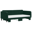 daybed med udtræk og madras 100x200 cm velour mørkegrøn