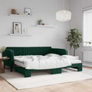 daybed med udtræk og madras 100x200 cm velour mørkegrøn