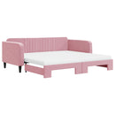 daybed med udtræk og madras 100x200 cm velour lyserød