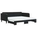 daybed med udtræk og madras 100x200 cm velour sort