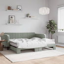 daybed med udtræk og madras 90x190 cm velour lysegrå