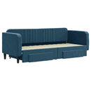 daybed med udtræk og skuffer 80x200 cm stof blå