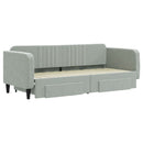 daybed med udtræk og skuffer 80x200 cm velour lysegrå