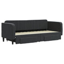 daybed med udtræk og skuffer 80x200 cm velour sort