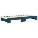 daybed med udtræk og skuffer 90x200 cm velour blå