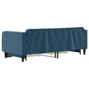 daybed med udtræk og skuffer 90x200 cm velour blå