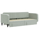 daybed med udtræk og skuffer 90x200 cm velour lysegrå