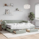 daybed med udtræk og skuffer 90x200 cm velour lysegrå