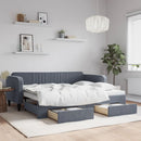 daybed med udtræk og skuffer 90x200 cm velour mørkegrå