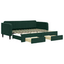 daybed med udtræk og skuffer 90x200 cm velour mørkegrøn