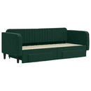 daybed med udtræk og skuffer 90x200 cm velour mørkegrøn