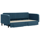 daybed med udtræk og skuffer 100x200 cm velour blå