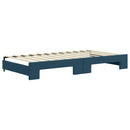 daybed med udtræk og skuffer 100x200 cm velour blå
