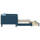 daybed med udtræk og skuffer 100x200 cm velour blå