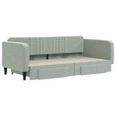 daybed med udtræk og skuffer 100x200 cm velour lysegrå