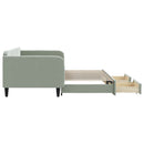 daybed med udtræk og skuffer 100x200 cm velour lysegrå
