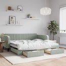 daybed med udtræk og skuffer 100x200 cm velour lysegrå