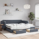 daybed med udtræk og skuffer 100x200 cm velour mørkegrå