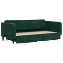 daybed med udtræk og skuffer 100x200 cm velour mørkegrøn