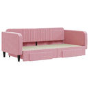 daybed med udtræk og skuffer 100x200 cm velour lyserød