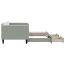 daybed med udtræk og skuffer 90x190 cm velour lysegrå