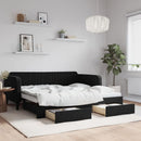 daybed med udtræk og skuffer 90x190 cm velour sort