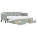 daybed med udtræk og skuffer 80x200 cm velour lysegrå