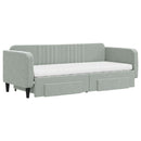 daybed med udtræk og skuffer 80x200 cm velour lysegrå