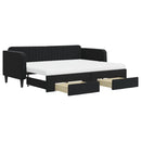 daybed med udtræk og skuffer 80x200 cm velour sort