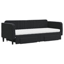daybed med udtræk og skuffer 80x200 cm velour sort