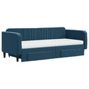 daybed med udtræk og skuffer 90x200 cm velour blå