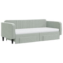 daybed med udtræk og skuffer 90x200 cm velour lysegrå
