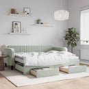 daybed med udtræk og skuffer 90x200 cm velour lysegrå