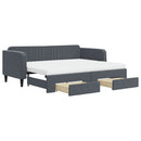 daybed med udtræk og skuffer 90x200 cm velour mørkegrå
