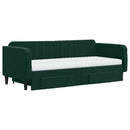 daybed med udtræk og skuffer 90x200 cm velour mørkegrøn