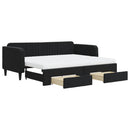 daybed med udtræk og skuffer 90x200 cm velour sort