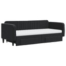 daybed med udtræk og skuffer 90x200 cm velour sort